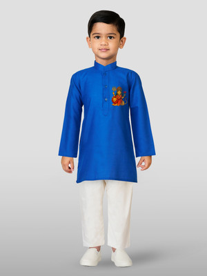 jbn CREATION Boys Casual Kurta and Pyjama Set(Blue Pack of 1)