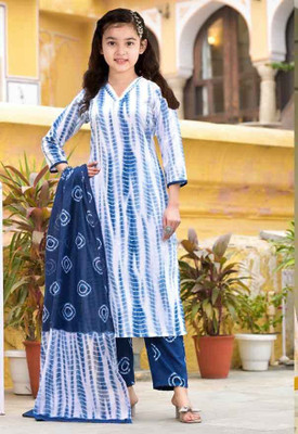 ROSMEAN Girls Formal Kurta, Pyjama & Dupatta Set(White Pack of 1)