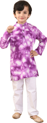 Superminis Boys Casual Kurta and Pyjama Set(Purple Pack of 1)