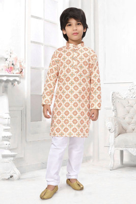 SHREEJI ENTERPRISE Boys Festive & Party Kurta and Pyjama Set(Orange Pack of 1)