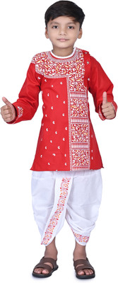 SGG Boys Festive & Party Kurta and Dhoti Pant Set(Red Pack of 1)