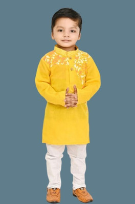R KAY FASHIONS Boys Festive & Party Kurta and Pyjama Set(Yellow Pack of 2)