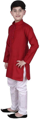 VC FASHION HUB Baby Boys Festive & Party Kurta and Pyjama Set(Maroon Pack of 1)