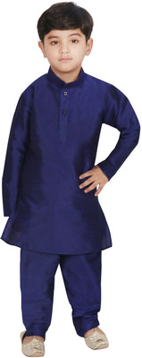 SG YUVRAJ Boys Festive & Party Kurta and Pyjama Set(Blue Pack of 2)