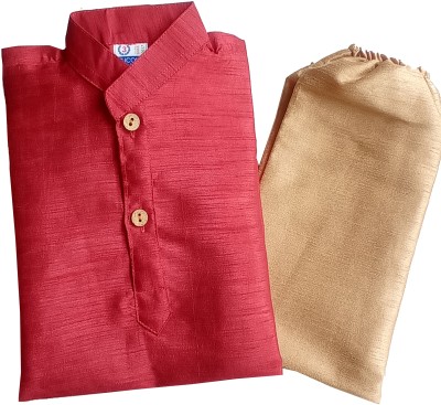 SHLOKSCOUTURE Baby Boys Festive & Party Kurta and Pyjama Set(Maroon Pack of 1)