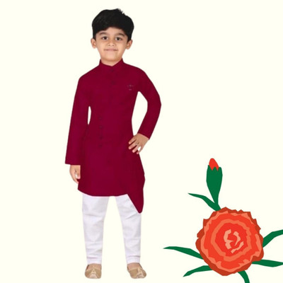 Vdc Creation Hub Baby Boys Festive & Party Kurta and Pyjama Set(Maroon Pack of 1)