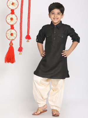 jbn CREATION Boys Festive & Party, Casual Pathani Suit Set(Black Pack of 1)