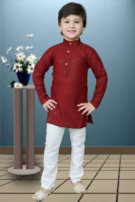 Go Berry Boys Festive & Party Kurta and Pyjama Set(Multicolor Pack of 1)