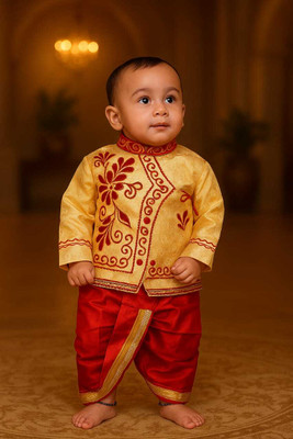 Bhagirath Enterprises Baby Boys Wedding, Festive & Party Kurta and Dhoti Pant Set(Red Pack of 1)