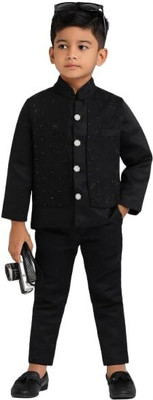 ArhamFashionWear Boys Festive & Party, Wedding Blazer and Pant Set(Black Pack of 1)
