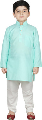SG YUVRAJ Boys Festive & Party, Casual Kurta and Pyjama Set(Light Green Pack of 1)