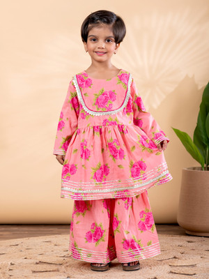 Readiprint Girls Festive & Party Kurta and Sharara Set(Pink Pack of 2)