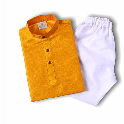 karnam Boys Festive & Party Kurta and Pyjama Set(Yellow Pack of 1)