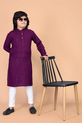 Pure Hearts Boys Casual Kurta and Pyjama Set(Multicolor Pack of 1)