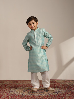 MANYAVAR Boys Festive & Party Kurta and Pyjama Set(Green Pack of 1)