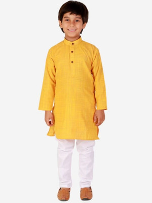 VCD FASHION HUB Baby Boys Festive & Party Kurta and Pyjama Set(Yellow Pack of 1)