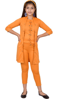 MYKUKI Girls Festive & Party Blazer and Pant Set(Yellow Pack of 1)