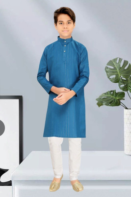 bitteR Boys Festive & Party, Wedding Kurta and Pyjama Set(Blue Pack of 1)