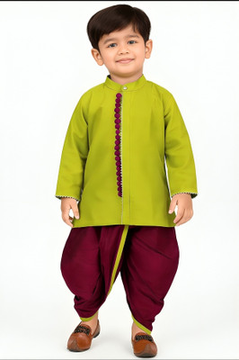 NASEnterprise Boys Festive & Party, Wedding, Casual Kurta and Dhoti Pant Set(Green Pack of 1)