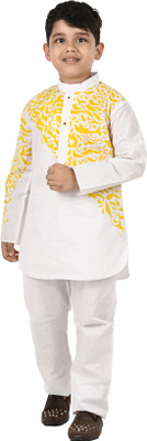 Smuktar garments Baby Boys Casual, Festive & Party Kurta and Pyjama Set(Yellow Pack of 2)