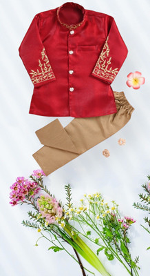 Deepti Baby Boys Festive & Party Kurta and Pyjama Set(Gold Pack of 2)