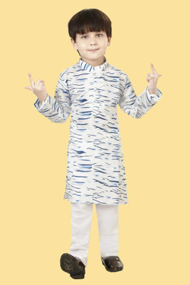 VISHESTA Boys Festive & Party Kurta and Pyjama Set(White Pack of 1)