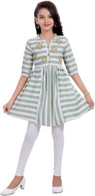 Mastarang Girls Casual Kurti and Legging Set(Green Pack of 1)