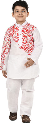 Smuktar garments Baby Boys Casual, Festive & Party Kurta and Pyjama Set(Red Pack of 2)