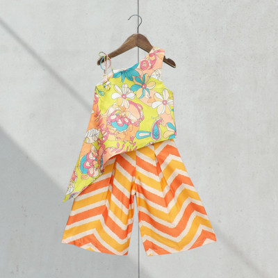 RUBEE FEB Girls Festive & Party, Wedding Kurta and Palazzo Set(Multicolor Pack of 1)