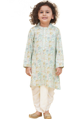 Sethukrishna Boys Festive & Party Kurta and Dhoti Pant Set(Light Green Pack of 1)