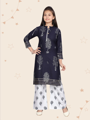 Aarika Girls Festive & Party Kurta and Palazzo Set(Multicolor Pack of 1)