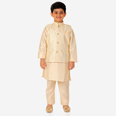 PRO ETHIC Boys Festive & Party Kurta and Pyjama Set(Beige Pack of 1)