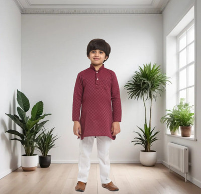 CENSAL Boys Casual Kurta and Pyjama Set(Maroon Pack of 28)