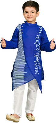 carrydreams Boys Festive & Party Kurta and Pyjama Set(Blue Pack of 1)