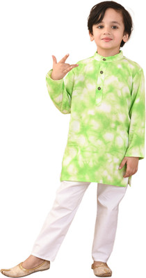 Superminis Boys Casual Kurta and Pyjama Set(Green Pack of 1)
