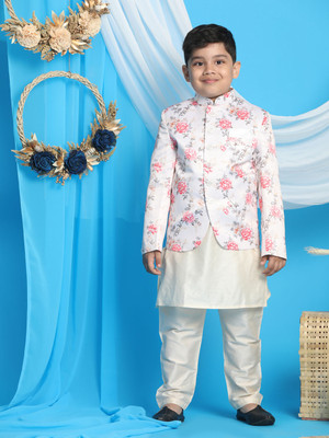 VASTRAMAY Boys Festive & Party Kurta and Pyjama Set(White Pack of 1)
