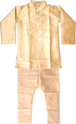 AL BAYDAR FASHION Boys Festive & Party Kurta and Pyjama Set(Silver Pack of 1)