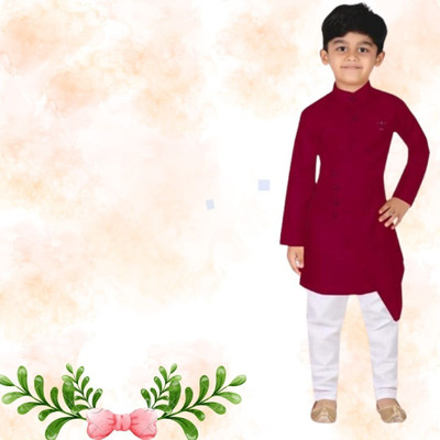 VDC FASHION TREND Baby Boys Festive & Party Kurta and Pyjama Set(Maroon Pack of 1)