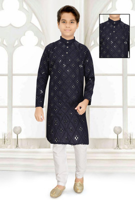 vuriq Baby Boys Festive & Party Kurta and Pyjama Set(Blue Pack of 1)
