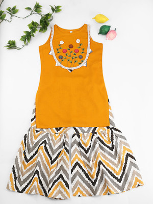 14 Fab Girls Festive & Party Kurta and Palazzo Set(Yellow Pack of 1)