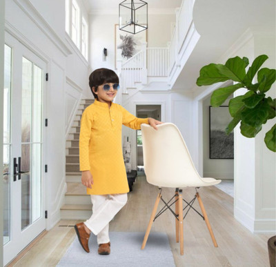 CENSAL Baby Boys Casual Kurta and Pyjama Set(Yellow Pack of 1)