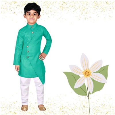 VC FASHION HUB Baby Boys Festive & Party Kurta and Pyjama Set(Green Pack of 1)
