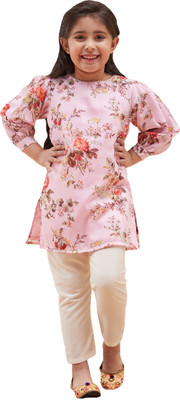 jbn CREATION Girls Casual Kurta and Pyjama Set(Pink Pack of 1)