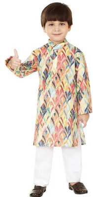 KL Collection Boys Festive & Party Kurta and Pyjama Set(Multicolor Pack of 1)