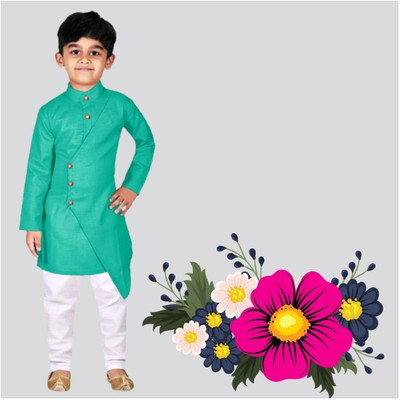 VC FASHION HUB Baby Boys Festive & Party Kurta and Pyjama Set(Green Pack of 1)