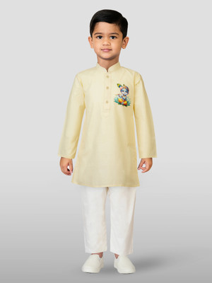 jbn CREATION Baby Boys Festive & Party Kurta and Pyjama Set(Beige Pack of 1)