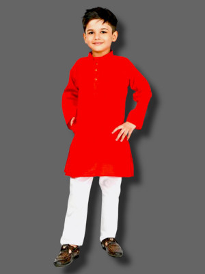 FMSE Boys Festive & Party Kurta and Pyjama Set(Red Pack of 1)