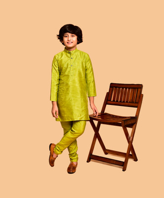 PRINTINIDA Boys Festive & Party Kurta and Trouser Set(Light Green Pack of 1)