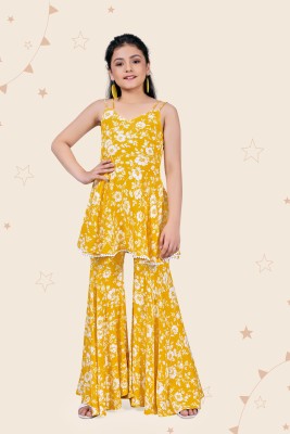 Kidotsav Girls Festive & Party Kurta and Palazzo Set(Yellow Pack of 1)