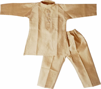 harshvardhanmart Boys Festive & Party Kurta and Pyjama Set(Yellow Pack of 1)